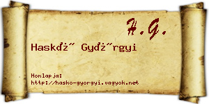 Haskó Györgyi névjegykártya